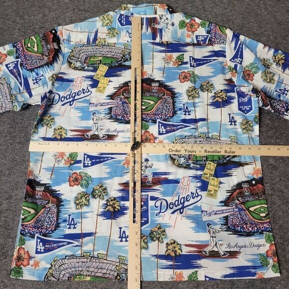 Los Angeles Aloha Dodgers Shirt Mens Sz L Reyn Spooner MLB Hawaiian Baseball New - Picture 13 of 16